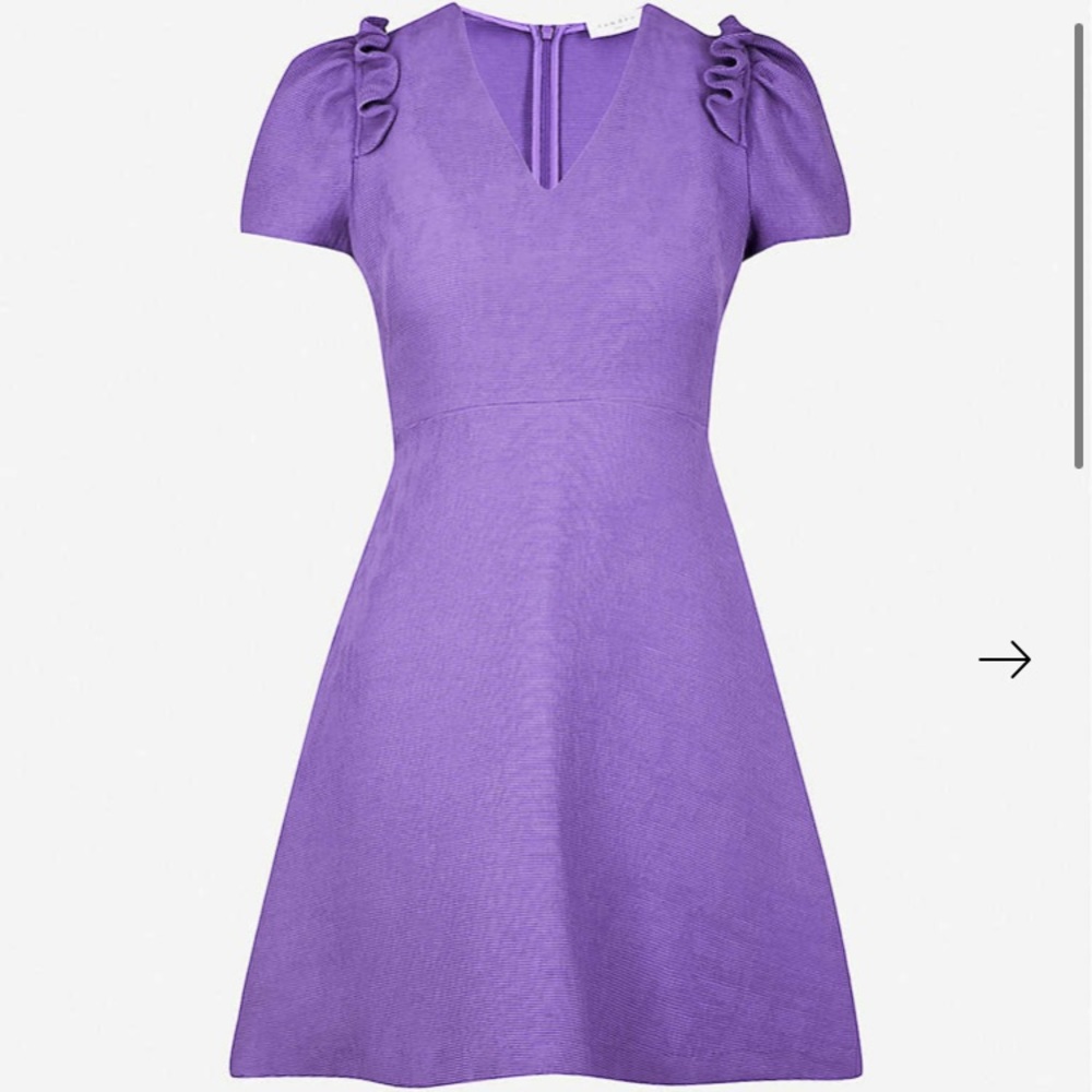 Sandro Paris frilled trim woven dress